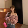 Women's Sweet Lace Spliced Plaid Lace-up Shirts-Kawaiifashion