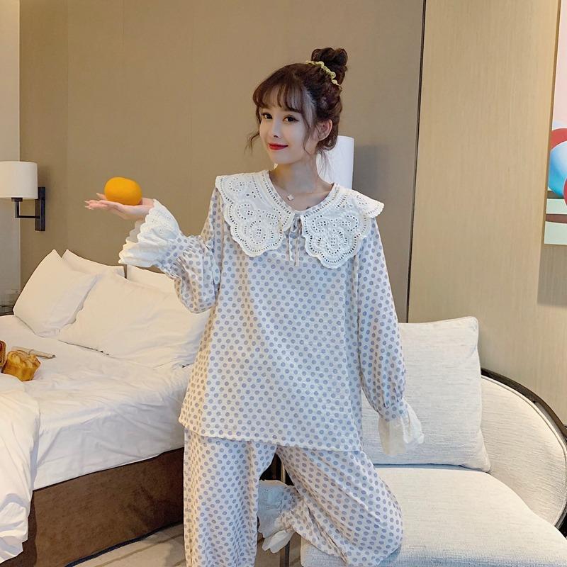 Damen-Pyjama mit süßen Spitzen und Hornärmeln, ein Set – Kawaiifashion