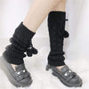Kawaiifashion Women's Sweet Pure Color Knitted Leg Warmers With Balls