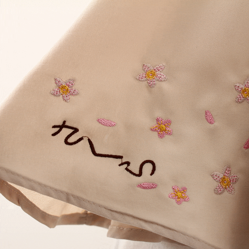 Kawaiifashion Women's Sweet Pure Color Sakura Embroidered A-line Skirts