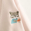Kawaiifashion Women's Sweet Racoon Embroidered Pure Color Cardigans