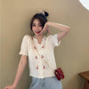Women's Sweet Rose Embroidered Kintted Shirts-Kawaiifashion
