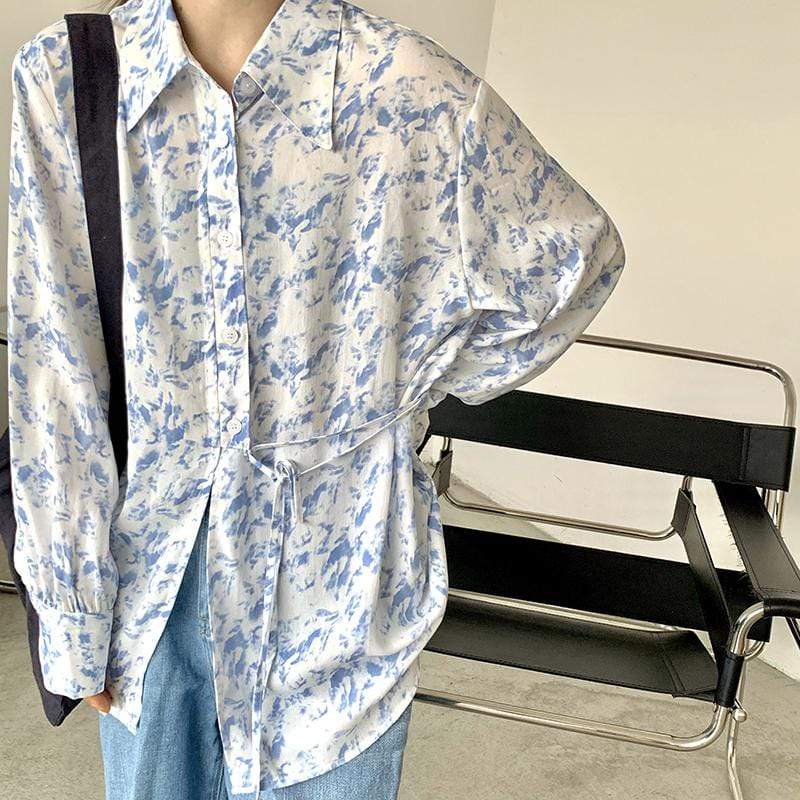 Camisas de manga larga con cordones Sweet Side para mujer-Kawaiifashion
