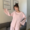 Women's Sweet Solid Color Trumpet Sleeved Pajamas One Set-Kawaiifashion