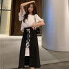 Women's Sweett Lace-up Contrast Color Long Skirts-Kawaiifashion