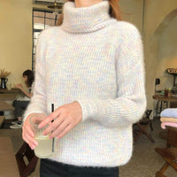 Women's Turtleneck Knitted Loose Sweatshirt-Kawaiifashion