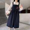Kawaiifashion Women's Vintage Bear Pure Color  High-waisted Overall Dresses