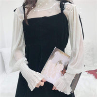 Kawaiifashion Damen Vintage Black Swan Velet Slip Dresses mit Flash-Spitze-Sweatshirts