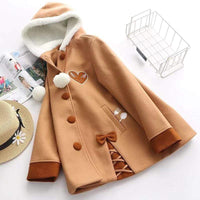 Kawaiifashion Manteaux d'hiver à lacets avec motif lapin et carotte vintage pour femmes