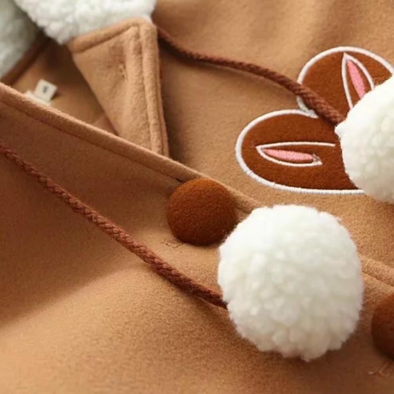 Kawaiifashion Manteaux d'hiver à lacets avec motif lapin et carotte vintage pour femmes