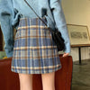 Kawaiifashion Women's Vintage Contrast Color Plaid Short Skirts