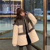 Kawaiifashion Women's Vintage Contrast Color Winter Coats With Two Pockets