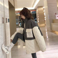 Kawaiifashion Women's Vintage Contrast Color Winter Coats With Two Pockets