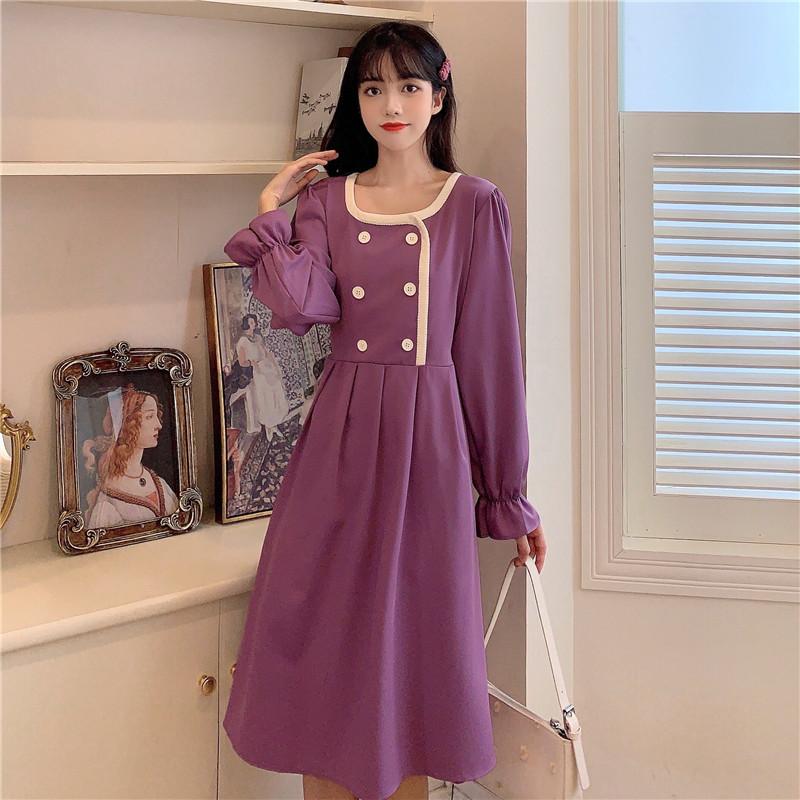 Women's Vintage High-waisted Contast Color Dresses