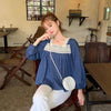 Women's Vintage Lace Collar Loose Puff Sleeved Shirts-Kawaiifashion