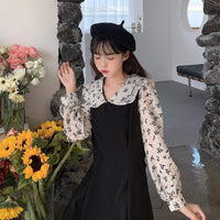 Женские винтажные платья с большими лацканами и цветочным принтом