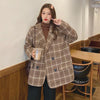 Kawaiifashion Women's Vintage Large Lapel Plaid Suit Coats