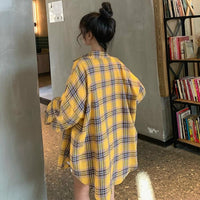 Kawaiifashion Chemises à carreaux lâches vintage pour femmes