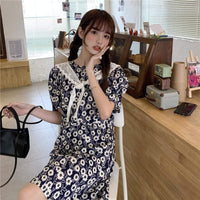 Women's Vintage Round Collar Floral Dresses With Lace Capes-Kawaiifashion