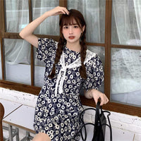 Women's Vintage Round Collar Floral Dresses With Lace Capes-Kawaiifashion