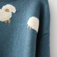 Kawaiifashion Women's Vintage Sheep Pure Color Loose Sweaters Plum