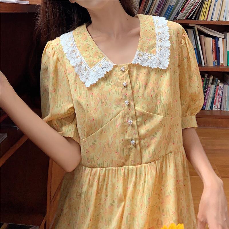 Women's Vintage Single-Breasted Floral Maxi Dresses-Kawaiifashion