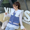 Kawaiifashion Women's Vintage Striped Knitted Vests With White Shirts