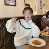 Kobine APRICOT / F Women's Cute Falbala Splice Cable Knitted Sweater