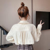 Kobine APRICOT / F Women's Kawaii Doll Collar Falbala Splice Shirt