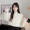 Kobine APRICOT / F Women's Korean Style Stand Collar Ruffled Shirt