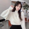 Kobine APRICOT / F Women's Korean Style Stand Collar Ruffled Shirt
