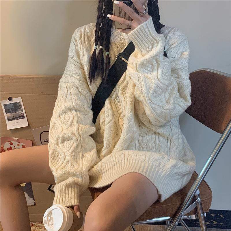 Kobine AS PICTURE / F Women's Kawaii Cable Knitted Sweater