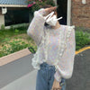 Kobine AS PICTURE / F Women's Kawaii Lace Splice Colourful Sweater