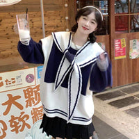 Kobine AS PICTURE / F Pull Femme Kawaii Sailor Collar Double Color