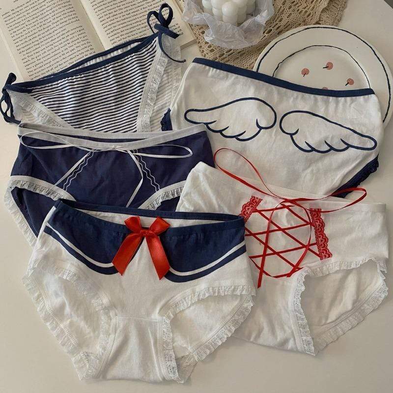 Kobine As Picture / F Women's Kawaii Sailor Moon Bowknot Lace Underwear 5 Pack