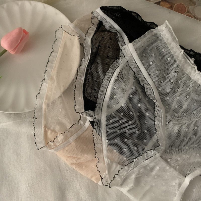 Kobine AS PICTURE / F Conjunto de ropa interior de encaje transparente Kawaii para mujer