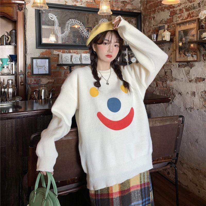Kobine AS PICTURE / F Pull tricoté Kawaii Snowman Smile pour femme