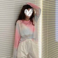 Kobine AS PICTURE Women's Korean Style Tie-dye Long Sleeved Shirt