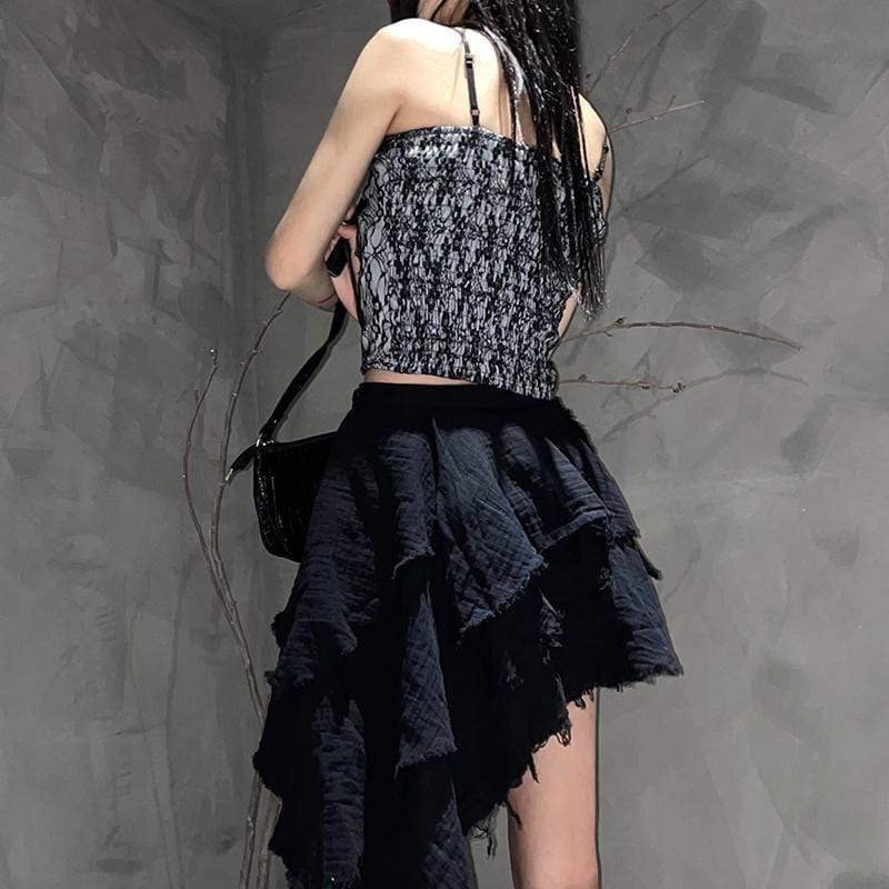 Kobine BLACK / F Women's Kawaii Lace Crop Tops