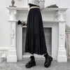 Kobine BLACK / F Women's Kawaii Multi-layered Falbala Black Long Skirt