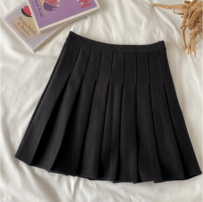 Kobine BLACK / S Falda plisada de invierno de estilo coreano para mujer
