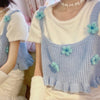 Kobine BLUE / F Women's Kawaii Sunflower Knitted Vest