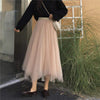 Kobine KHAKI / F Women's Korean Style Layered Reversible Long Skirt
