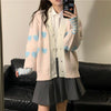 Kobine PINK / F Women's Cute Double Color Heart Knitted Cardigan