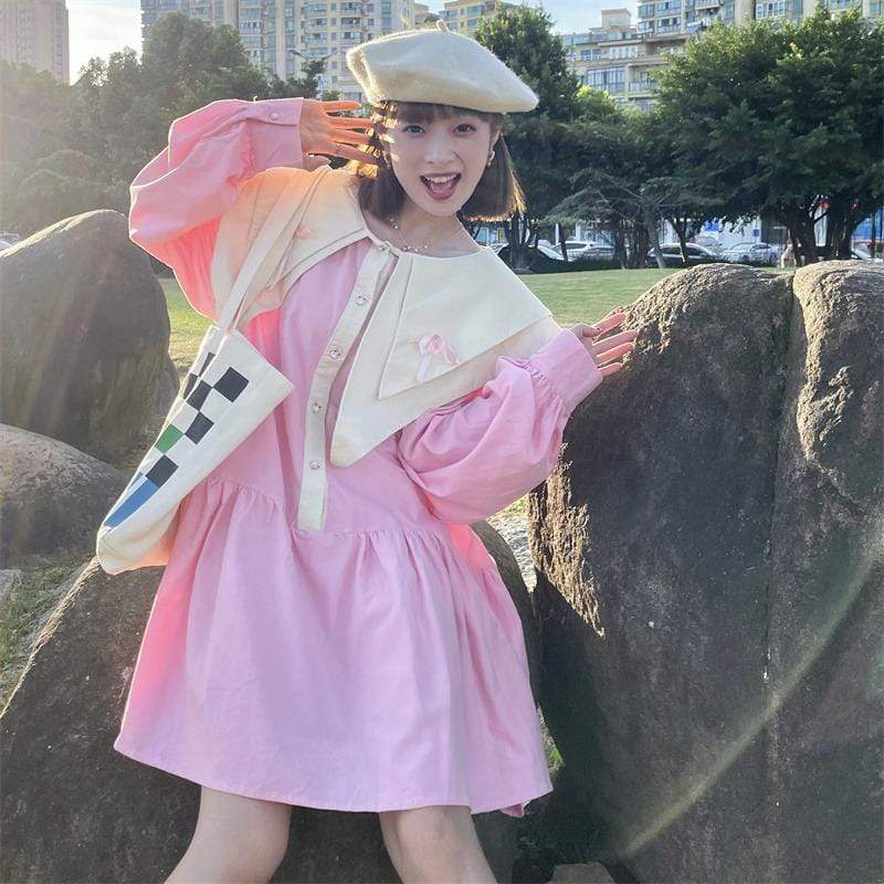 Kobine PINK / F Women's Kawaii Doll Collar Loose Dress