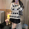Kobine WHITE / F Women's Cute Heart Knitted Stripe Sweater