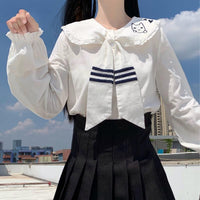 Kobine BIANCO / F Camicia Falbala da donna con colletto alla marinara carino