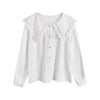 Kobine WHITE / F Women's Kawaii Doll Collar Triangle Hem Shirt