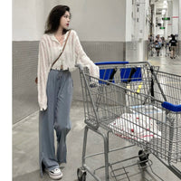 Kobine WHITE / F Women's Korean Fashion Sheer Twisted Long Sleeved Knitted Top