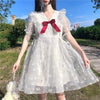 Kobine White / F Women's Lolita Bowknot White Mesh Dress